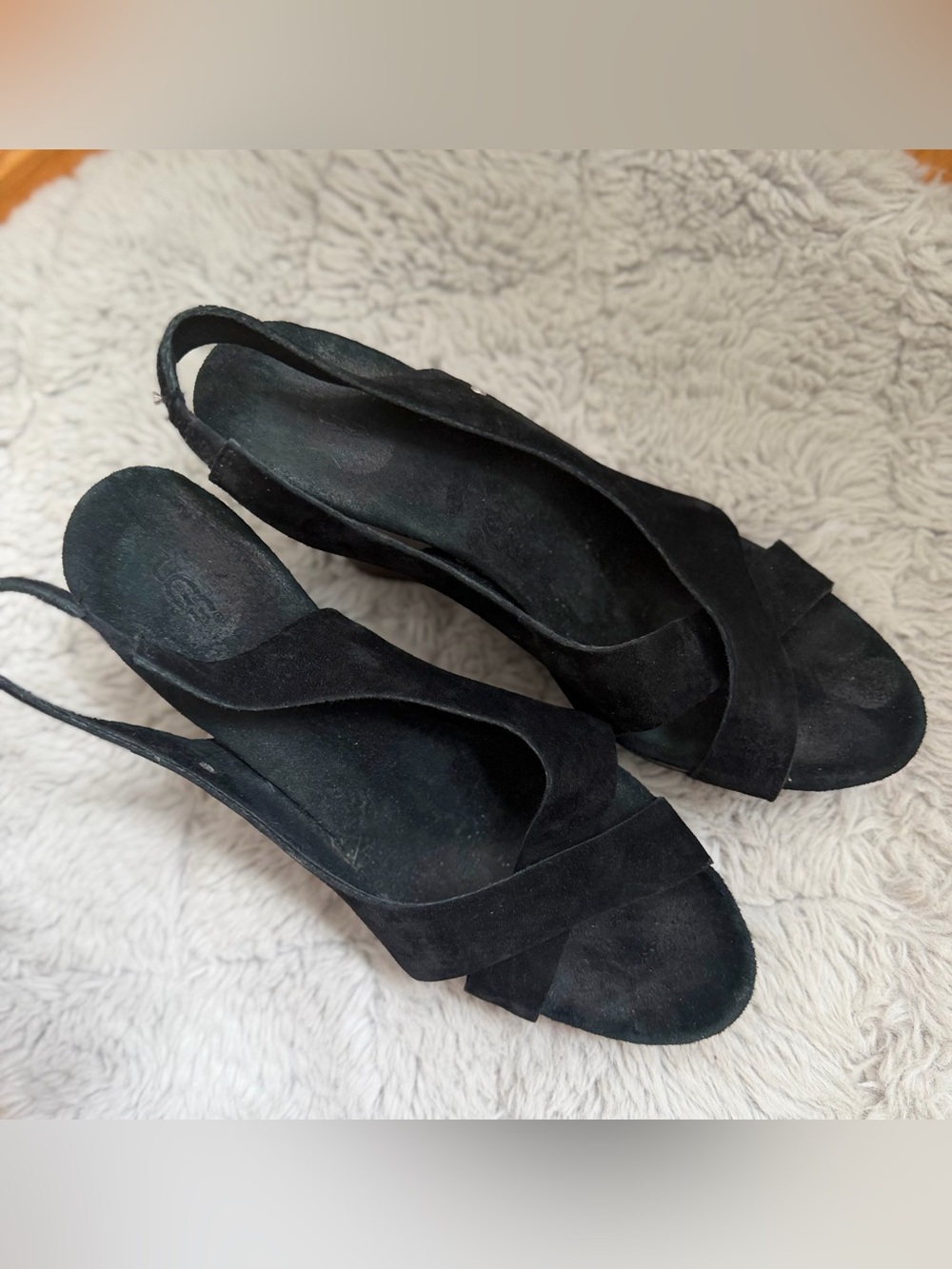 UGG Black Suede Slingback Sandals - Women's size 8